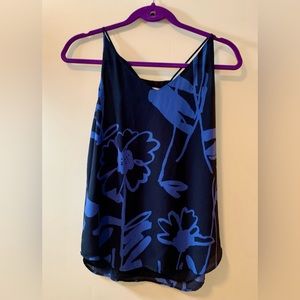 LOFT // floral blue tank top // small